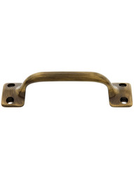 3 1/2 inch On Center Solid Brass Handle In Antique Brass